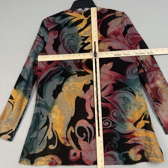 Ali Miles Tunic Sweater Womens XS Red Blue yellow Floral Abstract Art Eclectic - Picture 9 of 13